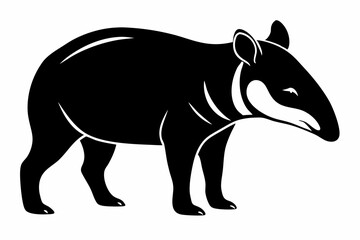 tapir line art silhouette vector illustration