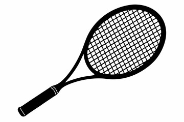 tennis racket line art silhouette vector illustration