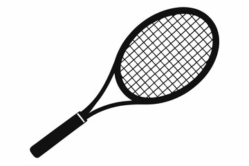 tennis racket line art silhouette vector illustration
