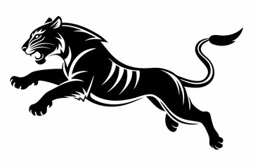 tiger running line art silhouette vector illustration