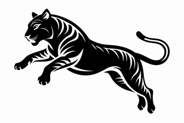 tiger running line art silhouette vector illustration