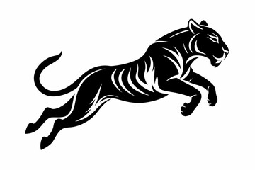 Fototapeta premium tiger running line art silhouette vector illustration