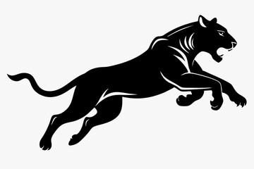 tiger running line art silhouette vector illustration