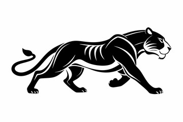 tiger running line art silhouette vector illustration
