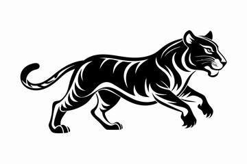 Obraz premium tiger running line art silhouette vector illustration