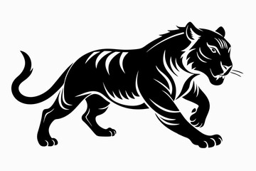 tiger running line art silhouette vector illustration