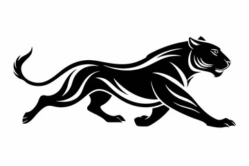 tiger running line art silhouette vector illustration
