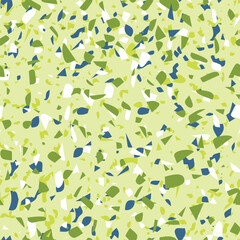 Geometric terrazzo seamless pattern. Abstract colourful modern background. Stone fashion design for web and print. Venetian tile, flooring home decor. Chaotic pastel texture.