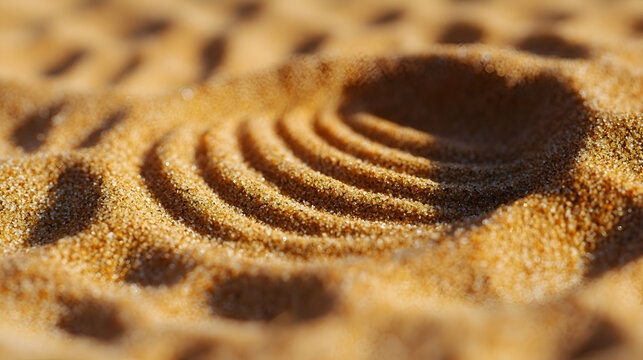 A close-up of a sidewinder snake intricate trail pattern etched into soft sand in the Arabian Desert