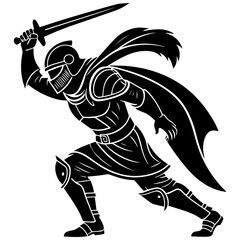Vector illustration of a warrior with sword icon