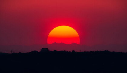 Coucher de soleil rouge , with white tonespng