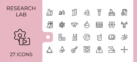 Laboratory related icon. Contains related to science, test, analysis, chemist, discovery, biology, chemistry and more. Minimalist icons pack. Chemical icon. Editable stroke collections.