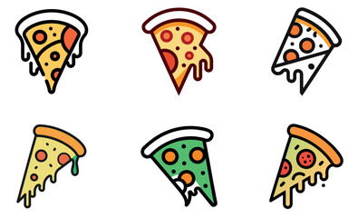 Colorful, Melted Pizza Slice Illustrations