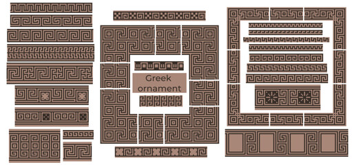 Greek antique ornament in vector style. Vintage patterns in traditional Greek style. Vector Greek corners