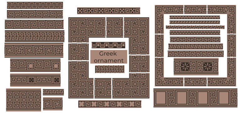 Greek antique ornament in vector style. Vintage patterns in traditional Greek style. Vector Greek corners