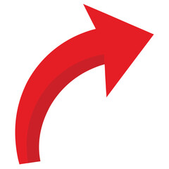 Red curved arrow isolated on white  