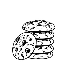 Delicious Chocolate Chip Cookies Stack Illustration                                                 