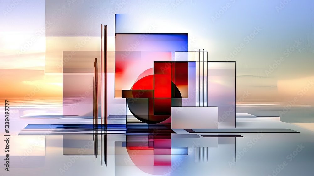 Aufkleber a dynamic geometric background with bold angular shapes and a high-tech futuristic feel.
