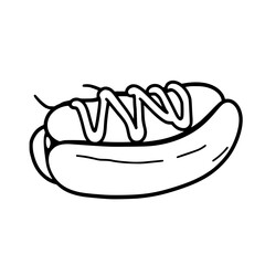 Yummy Hot Dog with Mustard Cartoon Illustration                                                     