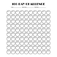 100 Day challenge calendar and goal Planner. Daily tracker with motivation word and goals. Plan your day make dream happen. Habit Tracker. Minimalist simple planner.