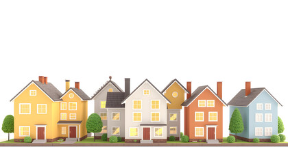 Group of houses illustration - 3d render , with white tonespng