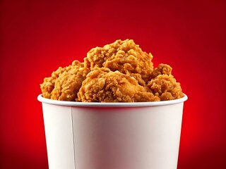 Fried chicken or crispy Kentucky on brown background.  Delicious hot meal with fast food 