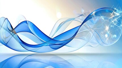 Naklejka premium A mesmerizing blue and white wavy background with soft, swirling gradients.