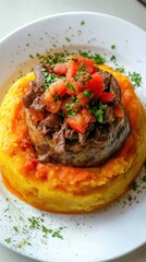 A Deliciously Presented Meal Garnished With Fresh Chopped Herbs