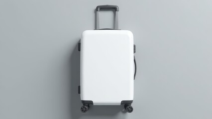 Mockup, White suitcase on a gray background, 