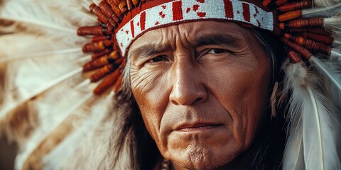 Obraz premium Person in Headdress Close-Up