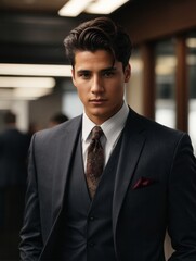 Fototapeta premium Photorealistic depiction of a young businessman