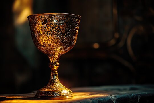 Golden Goblet on Table