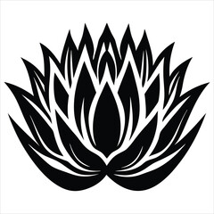 Fototapeta premium Succulent agave is in a simple style, using vector illustration. Desert flower for print and design. Silhouette Mexican plant, graphic isolated element on a white background