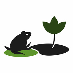 Vector illustration of a frog on a lotus leaf