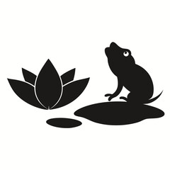 Vector illustration of a frog on a lotus leaf