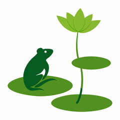 Vector illustration of a frog on a lotus leaf
