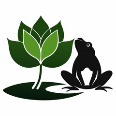 Vector illustration of a frog on a lotus leaf