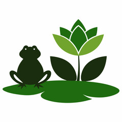 Vector illustration of a frog on a lotus leaf