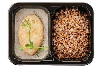 restaurant food in plastic takeaway containers