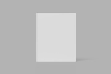 Blank standing book cover mockup on gray background