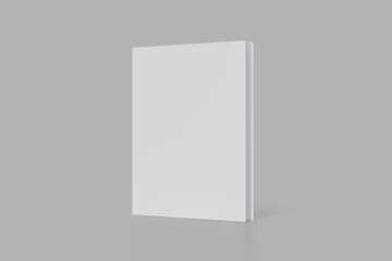 Blank standing book cover mockup on gray background