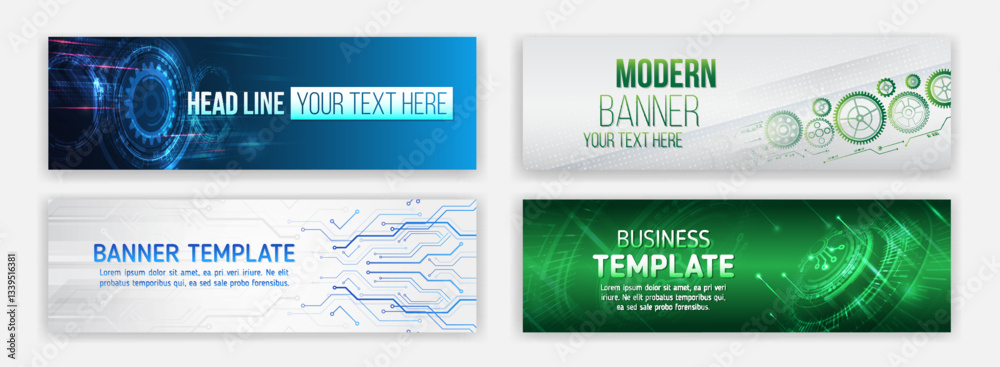Poster data protection, internet communication, science, big data, cover design set. sci-fi vector sample c