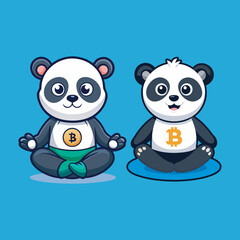 Panda bitcoin vector art illustration 2