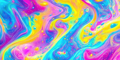 Obraz premium Vibrant Rainbow Swirl Abstract Background Psychedelic Fluid Art Design