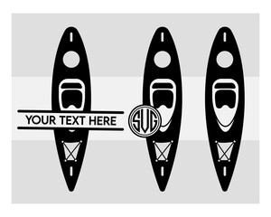 Kayak Monogram Svg, Split Monogram, Circle Monogram, Kayak SVG, Kayak Silhouette, Kayak Boat Svg, Sports Svg, Water Boat Svg, Kayaking Png, Kayak Paddle, Pickleball Vector, Cut Files