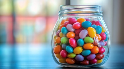 Colorful Candies in a Glass Jar