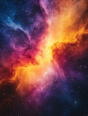 Naklejka premium Ethereal cosmic nebula with vibrant colors and sparkling stars creating a celestial spectacle for astronomy enthusiasts and space exploration