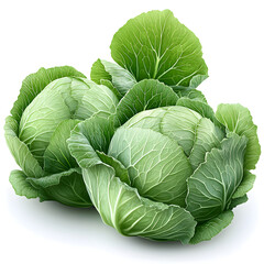 Fototapeta premium Fresh green cabbages forming an appealing composition on white background