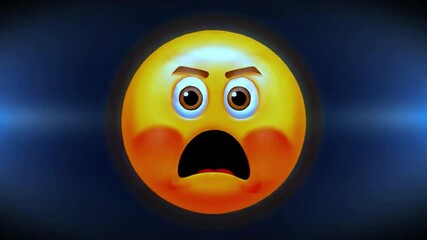 Angry shocked emoji face expression, surprised emoticon reaction, emotional cartoon icon, digital smiley symbol, social media communication template, animated yellow face illustration design isolated  - Powered by Adobe