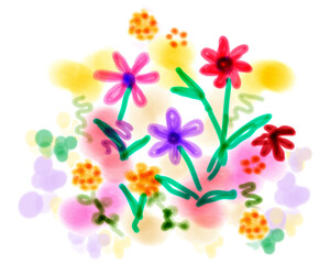 Obraz premium Digital Watercolor Summer Floral PNG